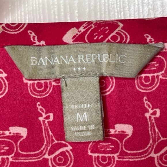 BANANA REPUBLIC | Hot Pink Petite Moped Print Sleeveless Blouse | Size M - Picture 6 of 10